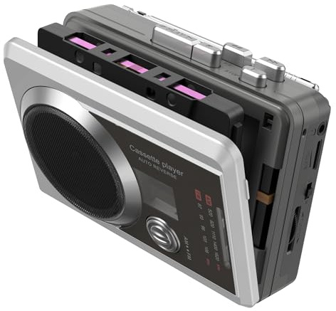 Cassette Player Recorder, Retro AM/FM Radio, Portable Cassette Audio Player Speaker Device with Built-in Speaker&Mic, Reverse Recording