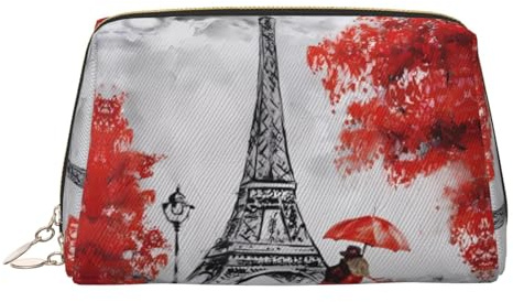 Grande trousse per cosmetici con stampa della Torre Eiffel di Parigi, portatile, adatta per viaggi e viaggi di lavoro