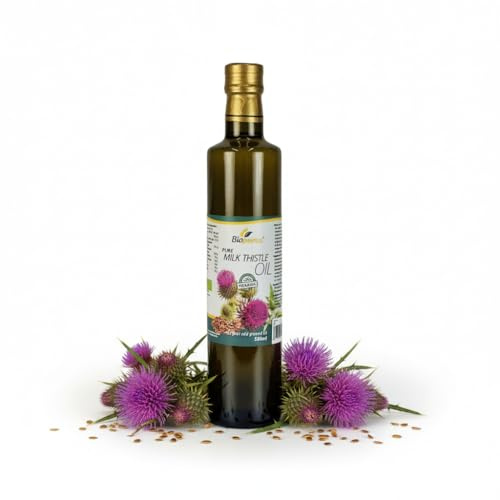 Biopurus Certified Organic Milk Thistle Seed Oil 500ml, Cold Pressed Silybum Marianum with Naturally Occurring Silymarin, Plant Based Oil, Detoxifying, Liver Health, Culinary & Cosmetic Use, Non-GMO