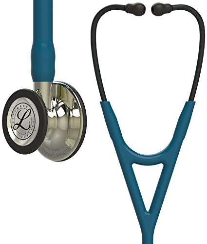 3M Littmann Cardiology IV Stethoskop für die Diagnose, 6190, Bruststück und Schlauchanschluss champagnerfarben, karibikblauer Schlauch, rauchfarbene Ohrbügel, 69 cm