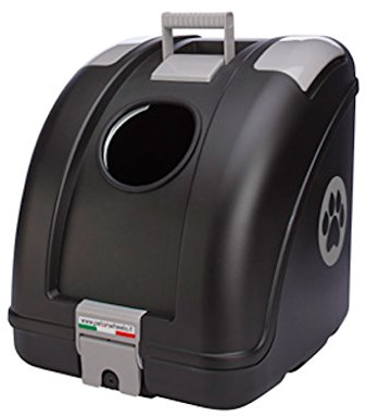 POW Pet Carrier Trasportino per Cani E Gatti da Agganciare A Scooter, Moto, Bicicletta E Adatto Anche in Auto - Nero con Inserti Grigi