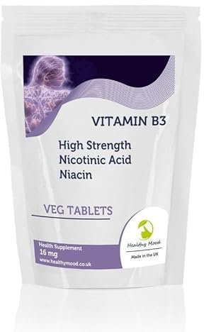 Vitamin B3 16mg Nicotinic Acid Niacin 180 Vegetarian Tablets - LetterBox Friendly UK Fast Delivery -High Strength Nicotinamide