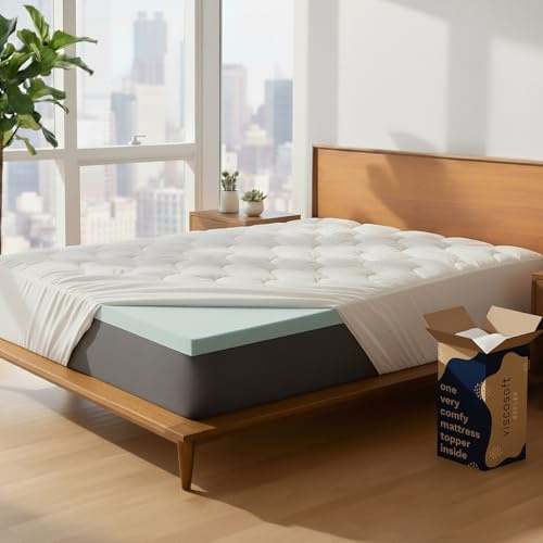 ViscoSoft 2-Inch Memory Foam Mattress Topper Queen – Reflex Cooling Gel Pad with Removable Washable Cover – CertiPUR-US & Oeko-TEX Certified
