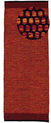 carpetfine Baumwollteppich Kelim Mia Läufer Rot 75x240 cm | Moderner Teppich für Wohn- und Schlafzimmer