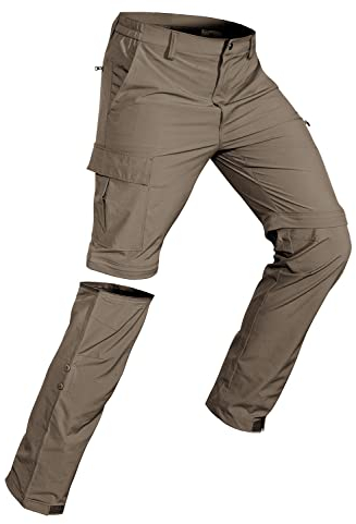 Wespornow Herren Zip-Off-Wanderhose-Abnehmbar-Trekkinghose, Atmungsaktiv Outdoorhose Arbeit Hosen Schnell Trockend Sommer Funktionshose mit 5 Taschen (Braun, M)