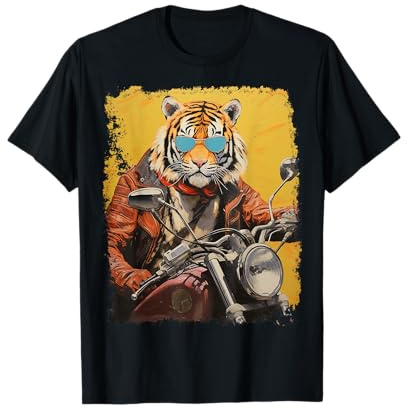 Motorbike Gear Tiger on Motorcycle T-Shirt