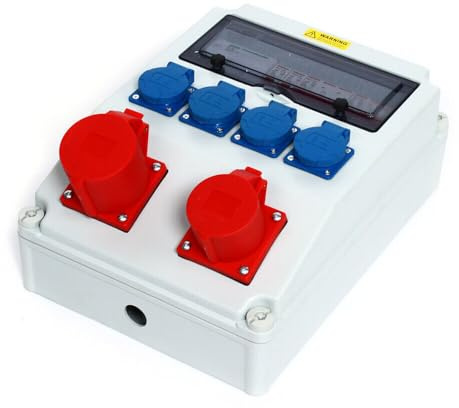 Quiltern Wandverteiler Stromverteiler, Steckdosenverteiler, Stromkasten Außen Innen Gerät Baustromverteiler, 1x16A + 1x32A + 4x230V, Kunststoff, Teilenummer 1, Modellname Wandverteiler