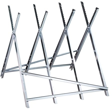 Relaxdays Caballete Motosierra, Plegable, hasta 150 kg, Banco de Trabajo para Cortar Leña, 80 x 80 x 82 cm, Plateado