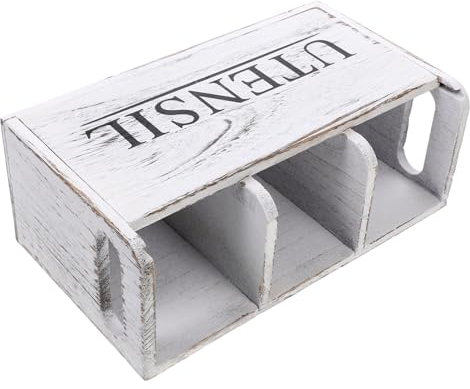 Alipis Organizador De Utensilios Cocina De Madera Grande Porta Cubiertos Y Soporte Para Tenedores Y Cucharas En Encimera Multifuncional Para Hogar Y Oficina