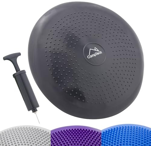 CampTeck U7292 Coussin Air Gonflable d’assise et Équilibre 32cm avec Pompe a Main pour Entraînement d’agilité, Gymnastique, Yoga, Aérobic - Noir