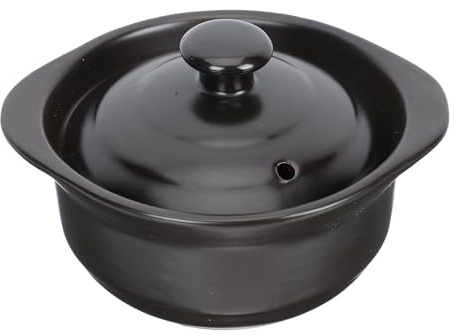 DECORNIJIA Olla de Barro de Cerámica 1L Resistente a Altas Temperaturas Tapa para Guisar Arroz y Pollo Estofado Cazuela Pequeña Adecuado para Uso Individual y Cocina Saludable