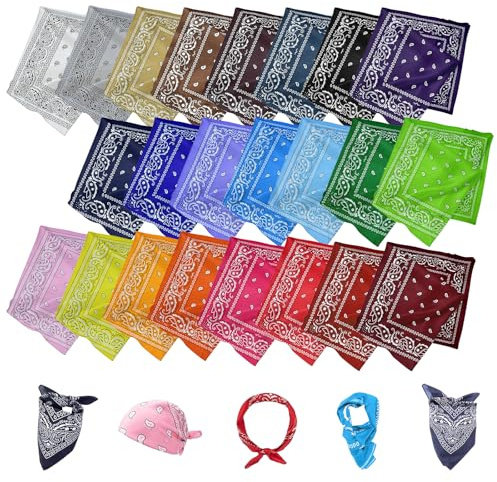 VOIDHUES 23 Stück Bandana Damen Herren Vielseitige Bandanas Paisley Muster Mischfarben 55 x 55 cm Halstücher Kopftuch, Kopfbedeckungen für Jedes Outfit