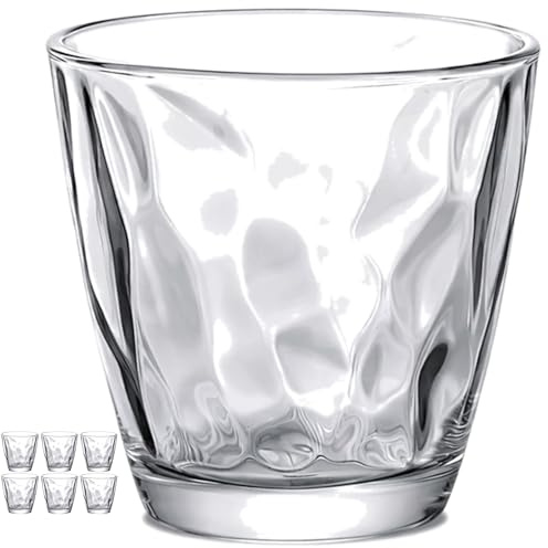 6 Vasos Diamond Ritual - Envio 24h - Perfecto para uso en Casa, Restaurante y en Fiesta, Ligeros y Resistentes con acabado de diamante - Alta Categoría (Transparente, 40 cl)