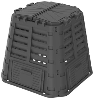 ViD Composteur de jardin 480 l, noir, 93 x 93 x 80 cm, composteur rapide, robuste, résistant aux intempéries, composteur thermique avec système de ventilation, plastique