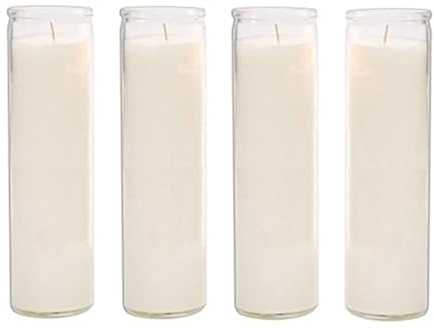 Brilux Classic White Candles in Glass, Set of 4, 8-INCHES Tall