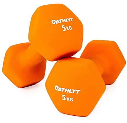 Athlyt Unisex Adult Dumbbell Hantel, 2 x 5kg, 2 x 5 kg