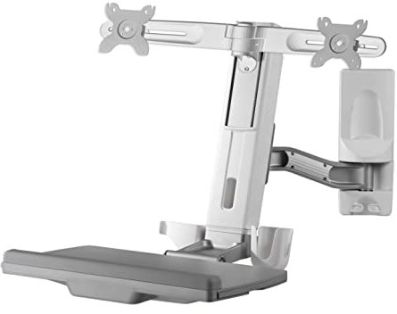 AMER AMR2WS DUAL WALL MOUNT WORKSTATION SYSTEM ALUMIN/PLASTIC/STEEL BODY:: (Monitors > Monitor Mounting)