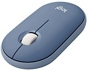 Logitech Pebble Wireless Mouse with Bluetooth or 2.4 GHz Receiver, Silent, Slim Computer Mouse with Quiet Clicks For Laptop, Notebook, iPad, PC and Mac - Blueberry