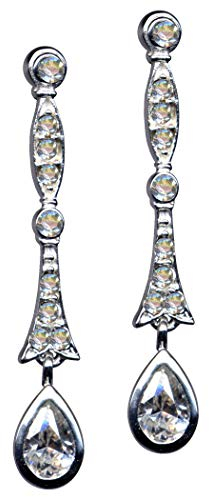 OHRRINGE/Echt Silber 925 mit Zirkonia/Jugendstil Design/Steinfarbe: transparent weiss/neu modern exklusiv extravagant/Online Shop Schmuck kaufen / 58026