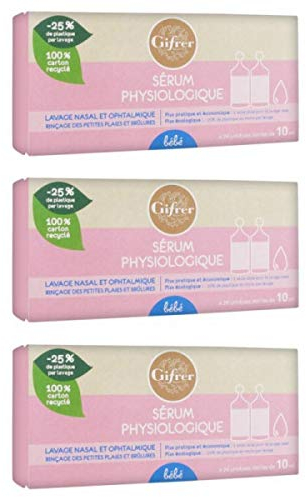 Gifrer Sérum Physiologique lavage nasal et ophtalmique - Pack de 3 Boites de 24 x 10 ml Physiologica
