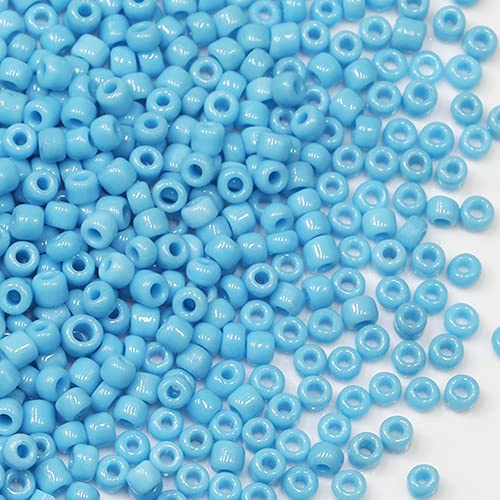 Tibaoffy Light Blue Beads Size 8/0 Crafts Glass Seed Beads 3mm for Jewelry Making (Total About 100g About 3600pcs)