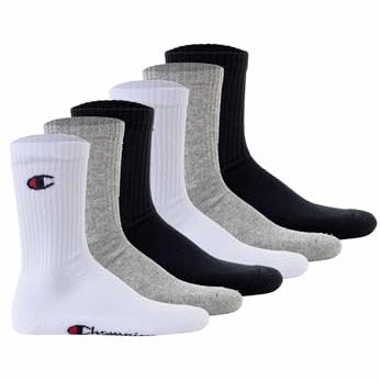 Champion Mixte Socks Basics 6pk Crew Chaussettes De Sport, Bleu/Blanc/Gris, 43-46 EU
