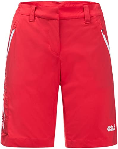 Jack Wolfskin W Overland Shorts Rot - Leichte atmungsaktive Damen Softshell Wandershorts, Größe 42 - Farbe Tulip Red