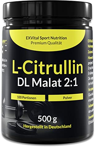 L-Citrullin Pulver, 500g L-Citrullin DL-Malat 2:1 - Optimale Löslichkeit, Vegan & aus pflanzlicher Fermentation, Laborgeprüft & ohne Zusätze, Workout booster, Premium Aminosäure