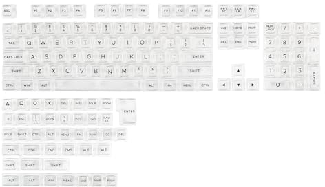 KiiBoom Transparentes PC-Tastenkappen-Set, 146 Tasten, SA-Like-Profil, ANSI-ISO-Layout, RGB-Tastenkappen für mechanische Tastatur, kompatibel mit MX-Schaltern (klar)