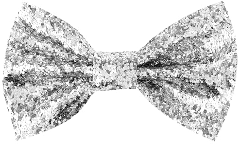 KALIONE Verstellbare Pailletten Fliege für Herren - Funkelnde Glitzer für Hochzeit und Party Kostüme in Silber