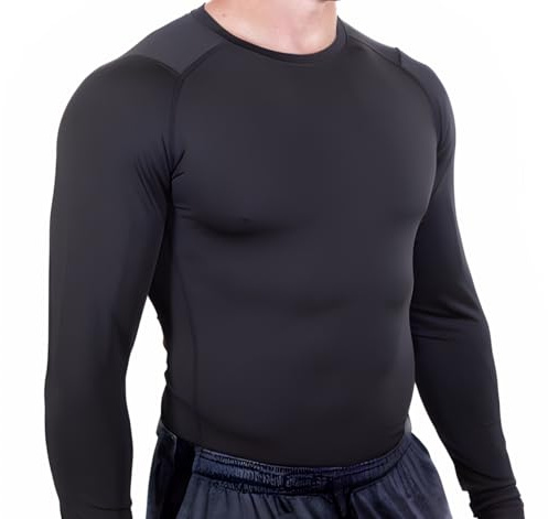 Core Tight Pro långärmad kompressionsskjorta för män, atletisk baslager för prestationsträning, Svart, S