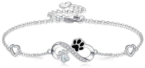 POPLYKE Paw Print Armband für Damen 925 Sterling Silber Infinity Armbänder Katze Hund Mom Schmuck für Damen Mom