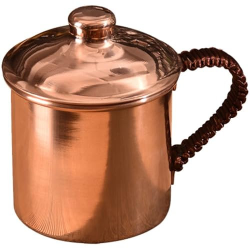 Baokuan Thick Solid Copper Mug with Lid, Mini Pitcher, Copper Pitcher/mug, Reusable Water Container for Ice Cold Drinks