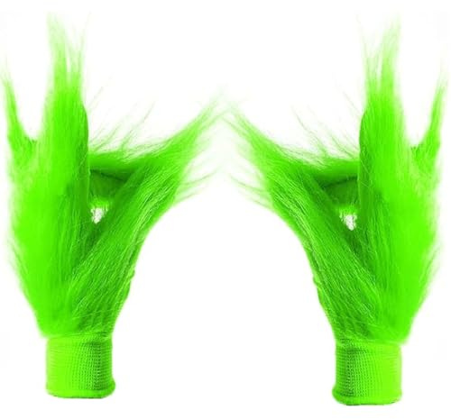 Jul halloween handskar, gröna monsterhandskar, cosplay monster kostym tillbehör 1 par gröna pälshandskar för jul cosplay kostym tillbehör