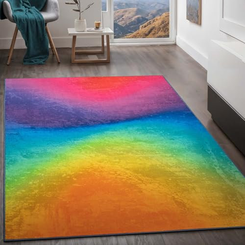 Taracarpet Teppich Kurzflorteppich, Wohnzimmerteppich aus Polyester in Regenbogenfarben, Graffiti absolut Modern fürs Wohnzimmer, Schlafzimmer, Kinderzimmer und Jugendzimmer Fog Multi bunt 160x230 cm