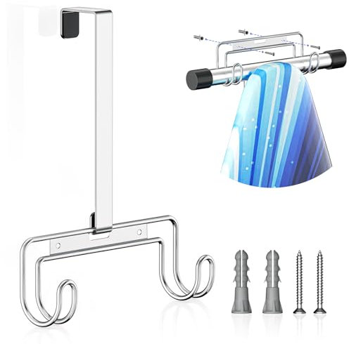 XILIMEN Ironing Board Hanger, Iron Holder Wall Mount, Ironing Board Storage Holder with Removable Hooks, Wall Mounted Ironing Board for Laundry, Hotel Rooms (Silver)