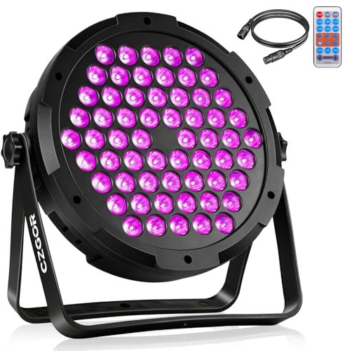 Czgor - Foco LED Par de 90 W, 60 LED RGB 3 en 1, luz de escenario con mando a distancia, cable DMX de 1 m y 9 modos de luz, DMX 512 7 CH luz de discoteca, iluminación multicolor para fiestas de DJ