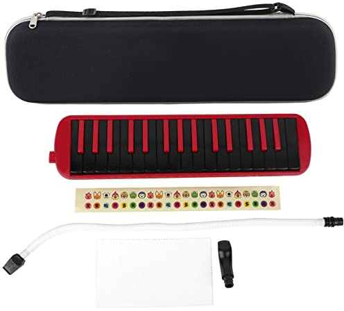 32 Key Melodica, Ergonomic Design Blåsinstrument med Inbyggt Tangentbord för Nybörjare eller Melodica-älskare, Inkluderar 3D EVA-väska (Röd)