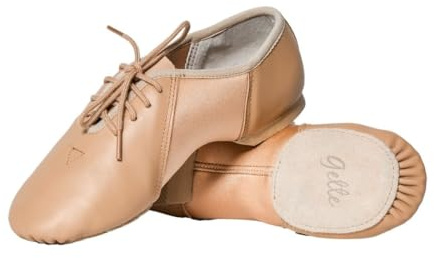 Gette Leather jazzdansskor, Neopren bågstöd, snörning stil för flickor, dans, vuxen, SOLBRÄNNA, 35 EU
