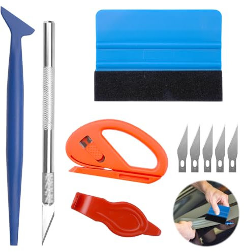 10 Pezzi Kit Vinile Applicazione Adesivi Auto, Spatola per Pellicole Adesive, Attrezzi di Installazione di Pellicole per Vetri per Auto, Taglierina Professionale E Spatole per Auto E Cellulare DIY