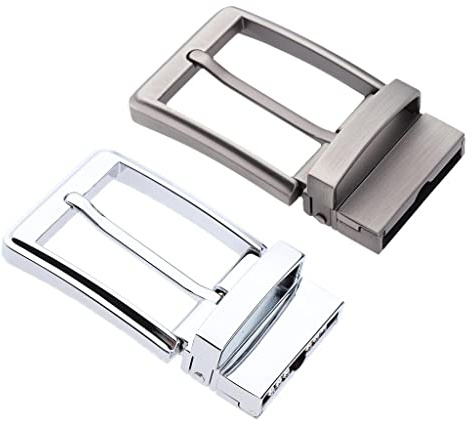 Set di 2 fibbie reversibili per cintura da uomo, fibbia in lega di metallo, adatta a cinture da 3,3-3,4 cm, design classico rettangolare