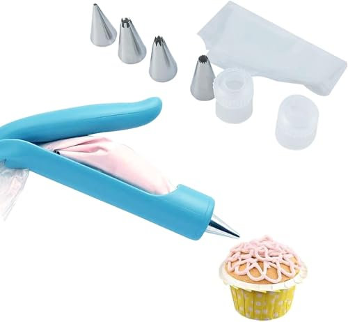 Cake Decorating Pen Tool Kit Icing Piping Tool Kit With 4 Different-Shaped Nibs 4 Nozzles Decorative Bag 2 CouplerDIY Cake Deco Tools Kit Pastry Icing Pen Piping Kit Bag1(5pc)