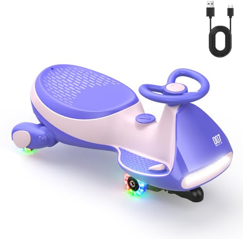 FanttikRide 12V N7 Pro Kids Electric Car, 2-in-1 Ride on Car with Pedal, Rechargeable Battery, 2 Speed, Anti-Rollover, Flashing Wheels, Bluetooth, for Ages 3-8, 150 lbs, Pinkish Purple