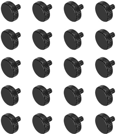 QUARKZMAN 20pcs M3 x 5mm Vis à Oreilles Moletées, Vis à Oreilles à Tête Plate En Acier Noir Boulons Moletés Métriques Boutons De Prise Serrage Manuel Fixations Filetées