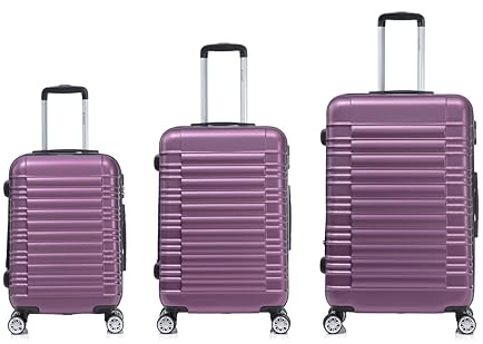 Boleedy Juego de Maletas ABS Rígida 3 Piezas (55/66/77CM),Set de 3 Maletas Viaje con Ruedas 360°, Set Trolley XL+L+M,Ideal Negocios,Viajes y Familia