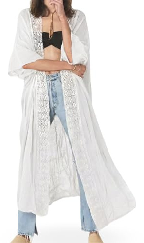 Lifetooler Copricostume Donna Mare Lungo Kimono Spiaggia Respirante Cardigan Estivo Elegante Caftano Bikini Copri
