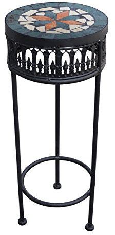 PrimoLiving Metall Blumenhocker/Beistelltisch Mosaik rund schwarz Gr. L (P-910)