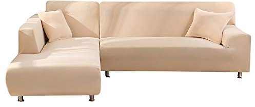 jianyana Sofföverdrag hörnsoffa L-form stretch soffa överkast tvättbart sofföverdrag L-form soffskydd 3-sitsig + 3-sitsig med två örngott