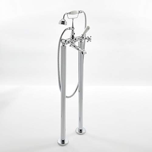 Milano Elizabeth Traditional Freestanding Bath Shower Mixer Tap Crosshead Handles - Chrome White