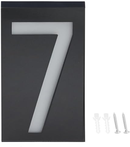 Luce Solare per Numero Civico a LED LED Numero Civico Solare Targhetta con Luci per Indirizzo Porta Negozio(Numero 7)